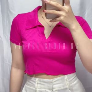 Crop Top Kerah Knit / Croptop Knit Wanita / Crop Kerah Korean 4182