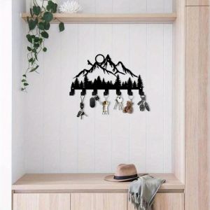 CIFbuy | CIFBUY Metal Wall Key Hooks Rustic Iron Coat Rack Industrial Entryway Organizer for Hats Bags Black Forest Art Home Decor
