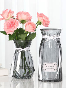 European Style Glass Vase Transparent Large Dried Flower Hydroponic Flowers Rose Lily Flower Arrangement Utensils Decoration Living Room Accessible Luxury