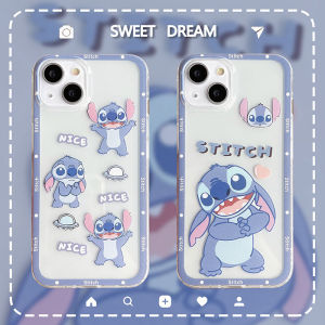 Phone Case OPPO Reno13 F Pro Reno12 F 5G Cute cartoon blue Stitch pattern Transparent Shockproof Silicone Soft Casing OPPO Reno 12f 13f 5g Exquisite Phone Cover