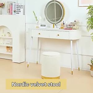 Makeup Bench Light Luxury Round Bench Chair Bedroom Storage Bench Sofa Stool Dressing Table Stool Makeup Chair Small Velvet style