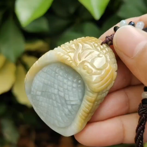 Crafted as Drips of dried millet (lots of rice) on Natural Type A Jadeite Jade as Pendant certificate weighs 48.4 grams measurement 46 * 40 * 15.8 mm (pendant 337)