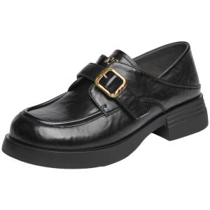 Josiny | Thick Sole Chunky Heel Womens Loafers Easy Slip On