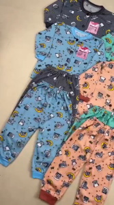 Set Piyama bayi panjang Piyama kancing Depan motif printing motif boneka bear 3-12 bulan Risyababystore