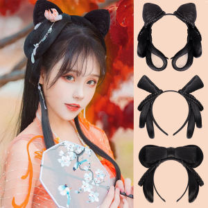 O-New Hanfu Wig Headband Daily Party Invisible Women Synthetic Ancient Vintage Headwear Traditional Chinese Style Twist Braid Bun