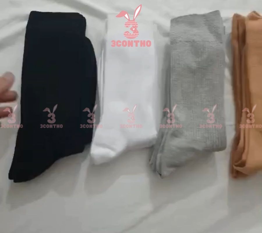 Tất nam cổ cao màu trắng dệt kim tất công sở