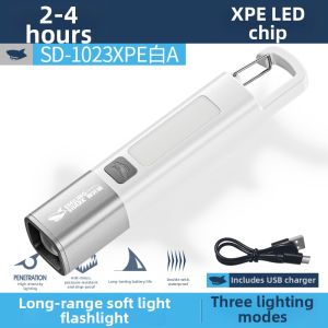 SMILING SHARK | Rechargeable High Power Portable Flashlight with Side Light and Desk Lamp Function for Outdoor Camping