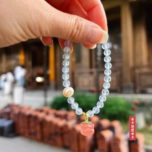 Natural Crystal Pumpkin Bracelet Tulip Sea Blue Treasure Crystal Pink Quartz Best Friend Bracelet Handmade Fashion Jewelry