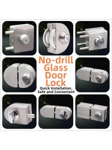 FENGHONGTAO | No-drilling U-type Tempered Glass Door Lock for Frameless Glass and Sliding Doors