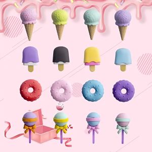 4Pcs/box Cute Eraser Donut Ice Cream Modeling Rubber Erasers Cleaning Stationery School Supplies Stationary Set