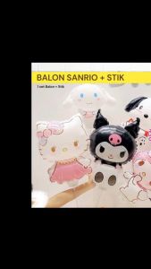 Balon KUROMI MELODY SANRIO Stik / Balon Foil Melody Kuromi Cinnamoroll Sanrio Dengan Stik Balon