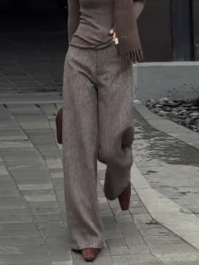 Winter 2026 New Stylish French Waist Loose Flare Trousers