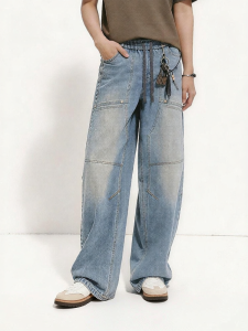 Semir | Mens Summer Logger Fit Jeans Curved Detail with Elastic Waist
