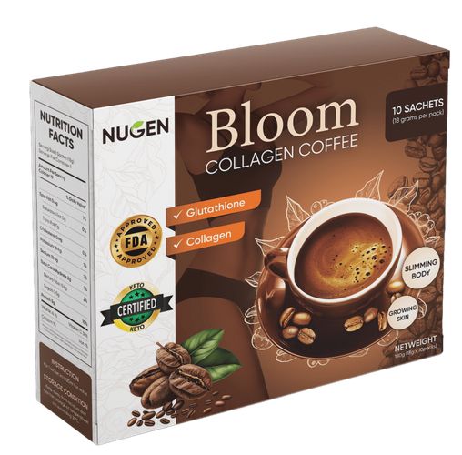 NUGEN Bloom Collagen Coffee Original Collagen Drink With Gluta Slimming Anti Aging Coffee 100% Robusta Coffee Slim