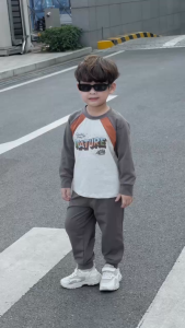 Set bộ thun tay dài phối màu bé trai áo thun họa tiết hình in kèm quần dài 9tới 25kg BERNIE T0825B26