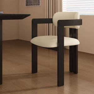 Italian Mid-Century Style Solid White Wax Wood Dining Chair Designer Tea Chair with Armrest Light Luxury French Style Reclining Chair