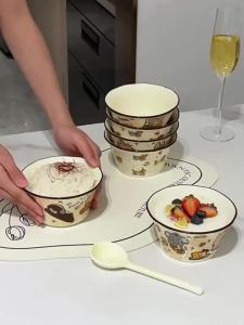 XIAOHUANGLU | Home Ceramic Bowl Rice Yogurt Underglaze Painting Monks Hat