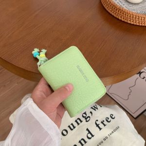 2025 New Short Wallet for Women Student Style Multifunctional Ladies Coin Purse Synthetic Leather Horizontal Shape Pure Color