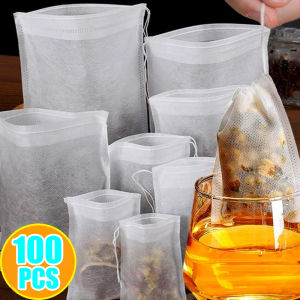 50/100PCS Disposable Tea Bags with Drawstring Non-Woven Fabric Empty Tea Bags Tea/Herb/Spice Filter Bags Soup Bags Medicinal Tea Bags