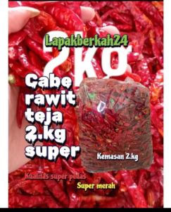 kemasan ( 2.kg ) CABE RAWIT TEJA CAPLAK KERING KUALITAS SUPER PEDAS tanpa tangkai