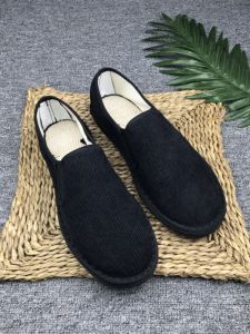 Spring and Summer Old Beijing Cloth Shoes Mens Soft Sole Shoes Pure Black Slip-on Lofter Breathable Deodorizing Filter Work Driving Abrasion Resistant