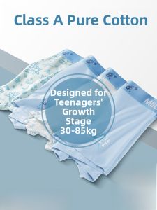 Miiow | Pure Cotton Teenage Underwear Boys Sports Style Mid Waist Development Period Shorts Antibacterial Cotton Fabric Boys Briefs