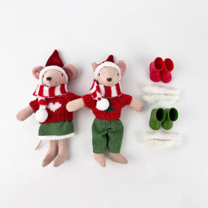Đồ Trang Trí Chuột Giáng Sinh 15cm X 2 Với Ủng Silicon Viền Tua Rua Tự Làm Cho Nhà Búp Bê Bjd Ob11 Trang Trí Nhà Cửa
