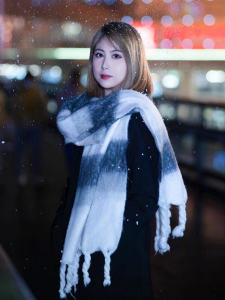 High-Grade Gradient Color Matching Mohair Scarf Women Winter Thick Warm South korea Ins New Cashmere Shawl