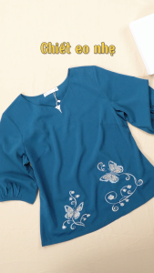 Áo kiểu thiết kế nữ tính mềm mại với chất liệu Tơ gân mỏng nhẹ AN4Y1216 Thời trang Thiều Hoa