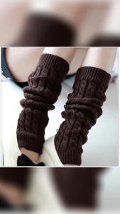 Womens Leg Warmer Lolita Long Socks Knitted Keep Warm Foot Cover Ladies Autumn Winter Black White Twist Crochet Socks Boot Cuff