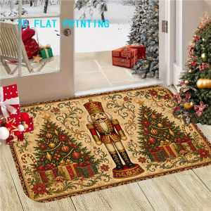 VIKAMA Christmas Nutcracker Doormat Soft Non-Slip Entryway Mat Hallway and Indoor Holiday Party Rug Home Decor