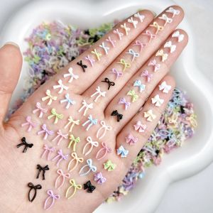 50PCS Solid Color Mini Bowknots Resin Nail Charms Adorable Sweet Irregular Bows Nail Art Decorations for DIY Fairy Nails Designs