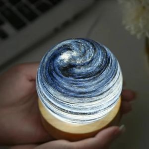 LED Planet Glass Ball Figurines Lamp Aesthetic Starry Galaxy Ball Bedside Mini Night Light Kidroom Decoration Home Ornament