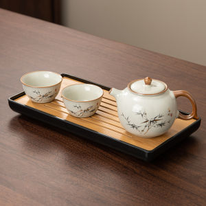 XIANGYE | Bamboo Leaf Tea Set with Gaiwan and Water Storage Tray