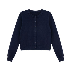 NIHAOKANONG | Áo Cardigan Dệt Kim Nữ Thu Cổ Tròn Một Khuy Nút Màu Đỏ