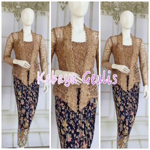 set kebaya wisuda kebaya kutubaru + longtorso dan rok prisket