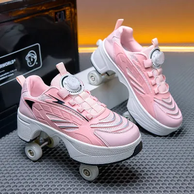Four-Wheel Transformable Roller Skates Adult And Child Sports Shoes Gliding Shoes for Transportation And Ice Skating