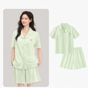 Secret World | Cotton Summer Couple Sleepwear with Padded Chest Piece High-end Look Short Sleeve Shorts