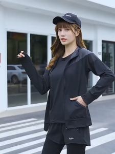 🇲🇾(READY KL STOCK) FELLO Korean Plus Size Hoodie Cap Women Running Yoga Jacket Zipper Fitness Outer Top Sport Gym Sportwear Coat Shirt