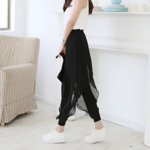 Dance Practice Yoga Clothes Plus Size Performance Wear Elegant Chiffon Cropped Modern Dance Chinese Classic Dance Ethnic Style Yarn Pants