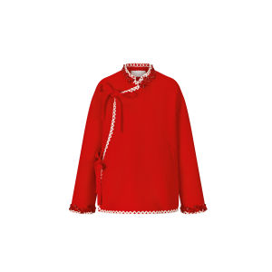 New Year Special Double Faced Wool Chinese Style Asymmetrical Buttoned Fur Bead Coat