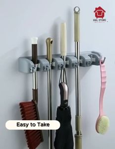 Mop And Broom Holder Multipurpose Wall Mounted Organizer Storage Hooks