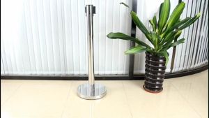 Stainless Steel Crowd Control Stanchionwith 2 m Red Retractable Belt