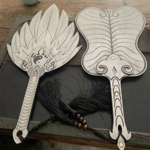 Exquisite Metal Banana Fan One-Piece White Feather Fan Cold Weapon Home Decoration Craft Gift Artistic Home Decor Item