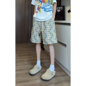 Quần Short Nam Dệt Kim Kẻ Caro Mùa Hè Có Dây Rút Thể Thao Bãi Biển Thời Trang Cổ Điển Quần Năm Điểm Quần Dài Năm Điểm