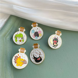 Cartoon Totoro Briquette Cat Wishing Bottle Brooch Cute Miyazaki Anime Peripheral Badge Backpack Accessory/Jewelry