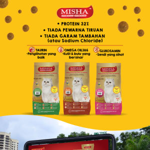 Misha Dry Cat Food 1.4kg+100g Assorted Flavours makanan kucing misha