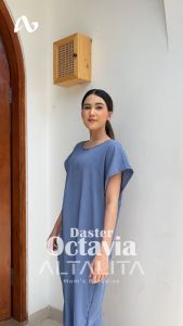 Altalita - Daster Polos Octavia Cringkle Airflow Jumbo Busui Panjang Selutut Kekinian Premium