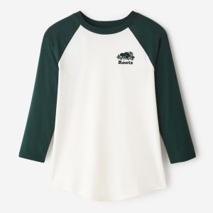 Roots American Retro Womens T-Shirt Baseball Shirt Color Block Seven-Quarter Sleeve round Neck Summer Casual Cotton Top