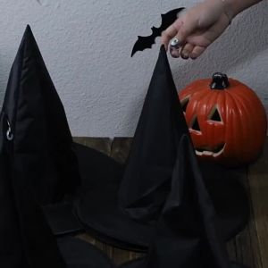 6Pcs Black Witch Hat Foldable Polyester Wizard Hat Cosplay Costume Accessory for Halloween Party Decoration Dress Up Supplies